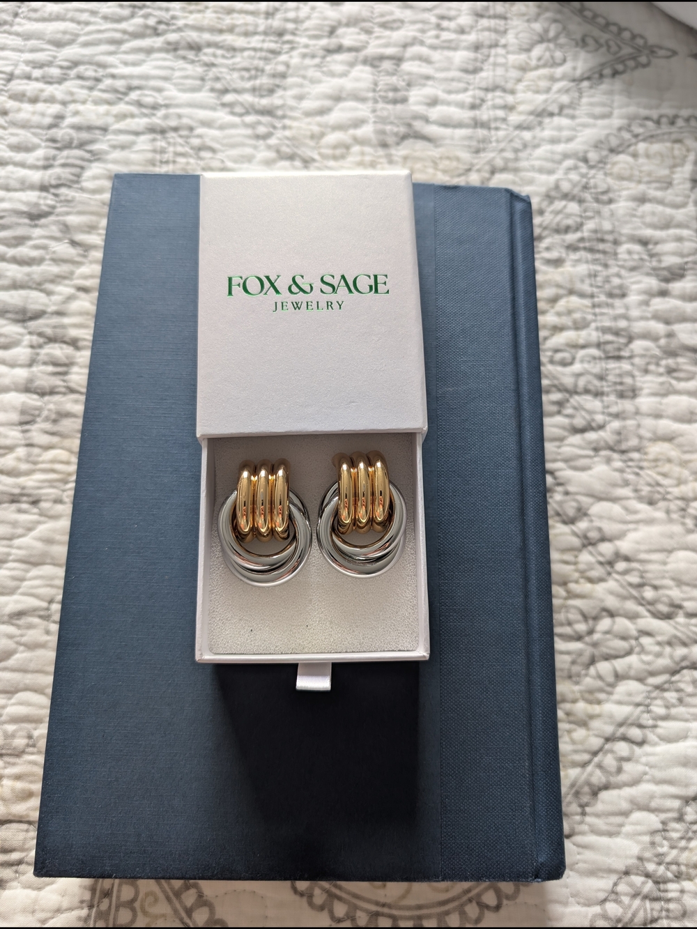 Fox & Sage Two-Tone Hoop Drop Earrings - Gold & Silver